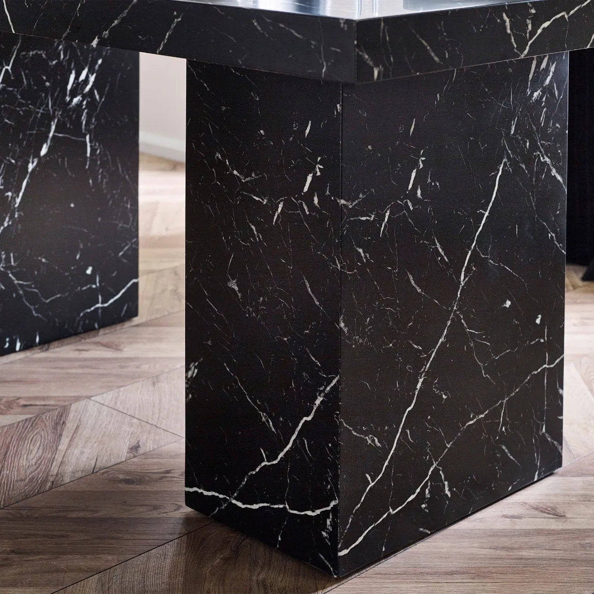 Kiso Black Marble Effect Rectangle Dining Table | 6-8 Seater